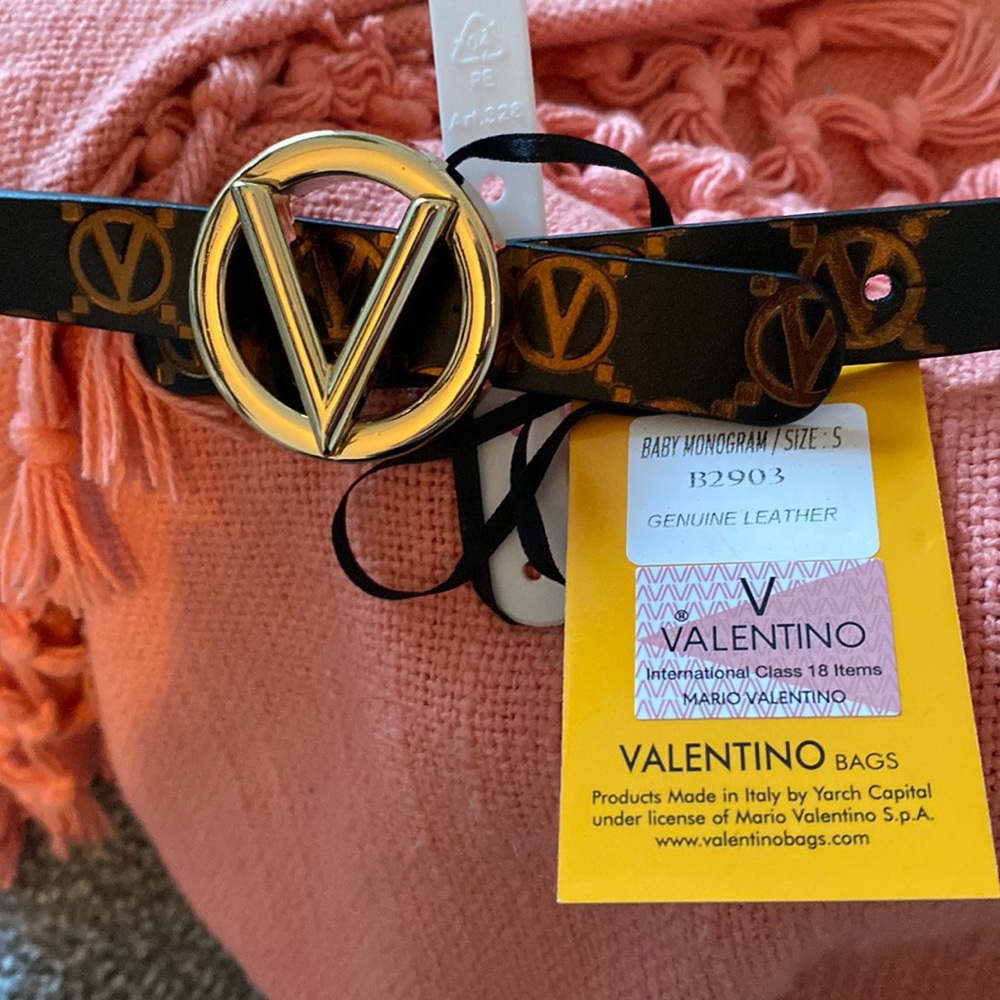 NWT VALENTINO BY MARIO VALENTINO Baby Monogram Logo Leather Belt